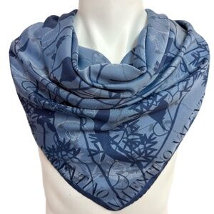Valentino Garavani Blue Patterned Scarf